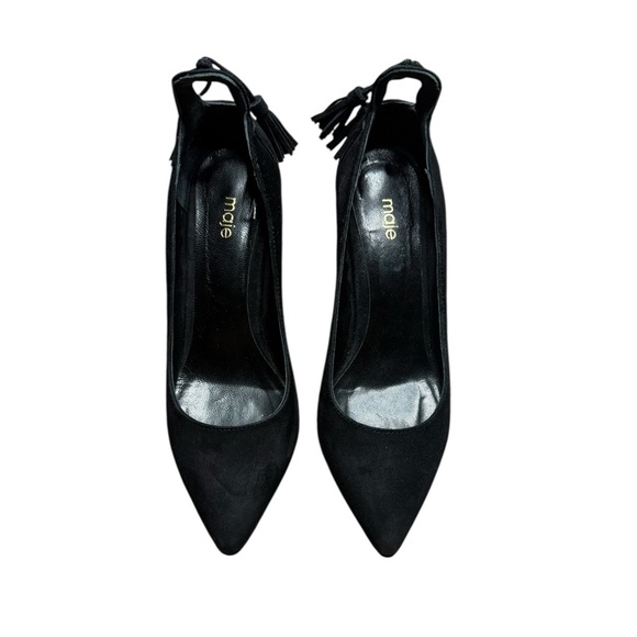 Maje Black Suede Leather Pointed-toe Tassel Pump Heels Size 7.5 - Picture 9 of 9